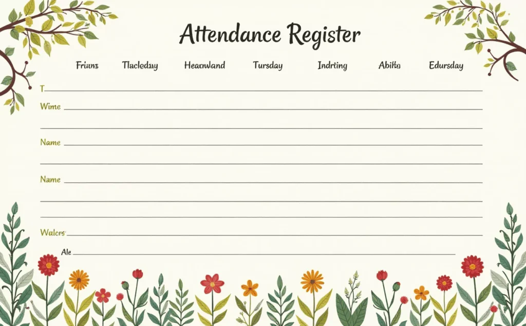 Teachers Attendance Register Cover Decoration