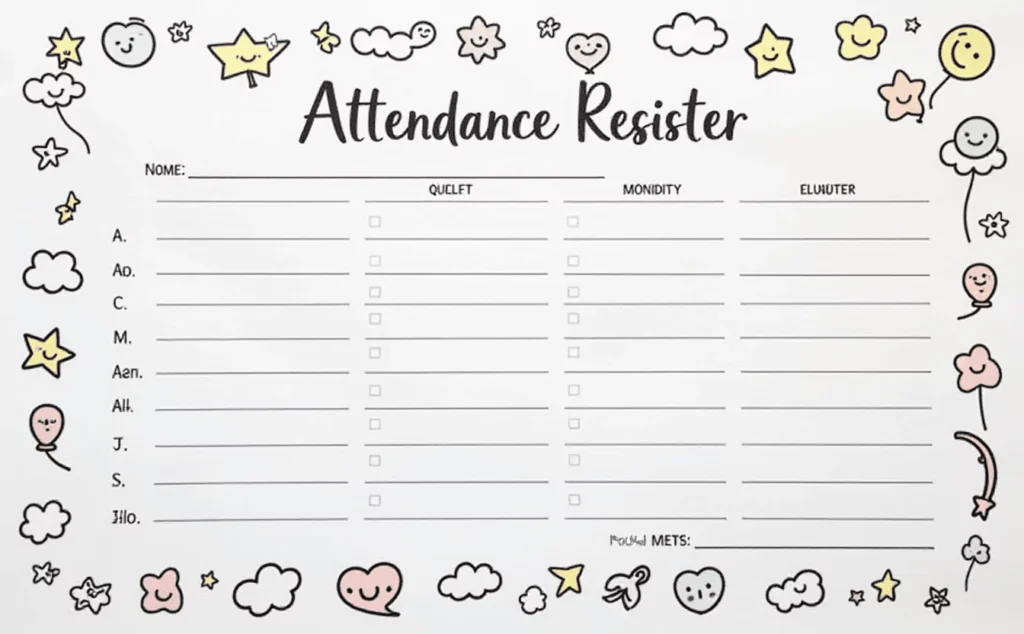 Teachers Attendance Register Cover Decoration